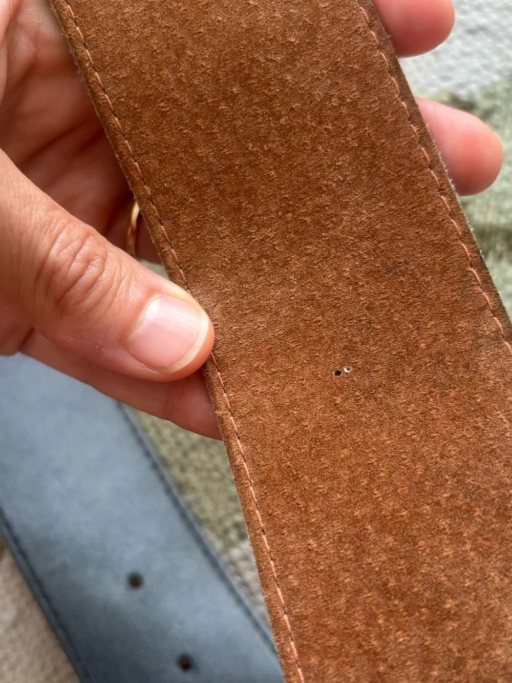 Vintage Brown Suede Belt with Round Buckle